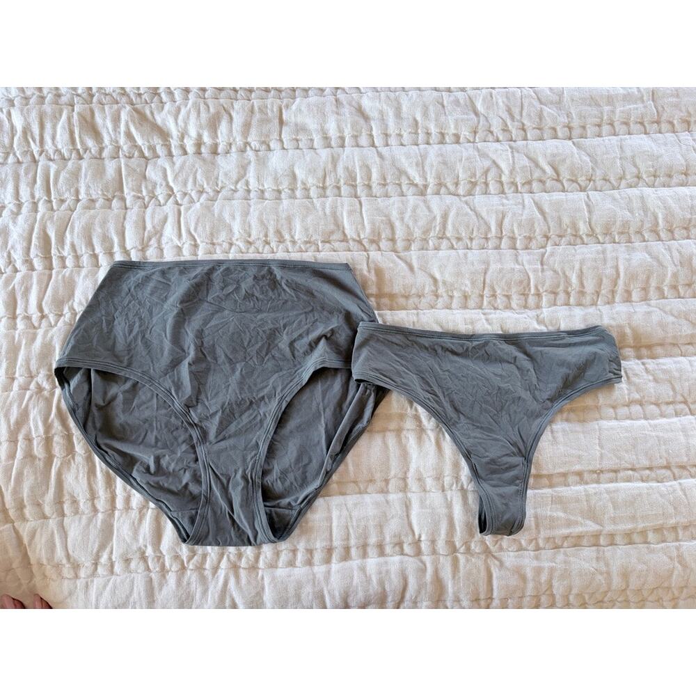 SKIMS Gunmetal Underwear Bundle Size L Brief + Thong NWOT